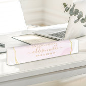 スクリプト赤面ピンクウォーターカラー金ゴールドサークル事業 デスクネームプレート