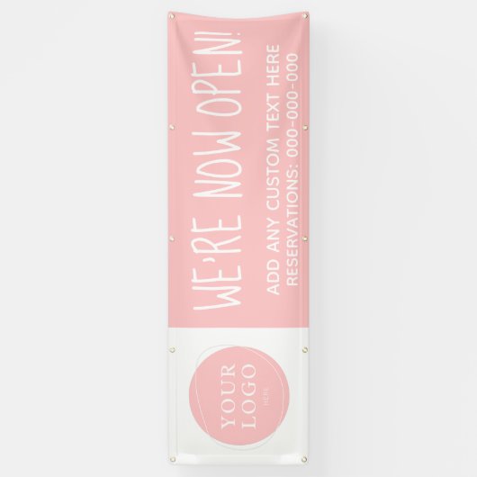 スクリプト赤面ピンクロゴOpen Business 横断幕 (縦)