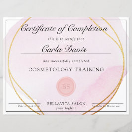 スクリプト赤面ピンク水彩金ゴールドサークル賞