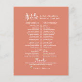 スクリプト赤面ミニマル結婚式の日のタイムライン (裏面)