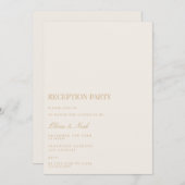 スクリプト金ゴールドおよびアイボリー披露宴招待状カード 招待状 (正面/裏面)