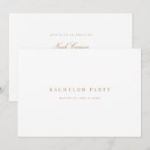 スクリプト金ゴールドおよびホワイトバチュラーパーティ招待状カード 招待状 (正面/裏面)