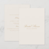 スクリプト金ゴールドとアイボリーブライダルシャワー招待 招待状 (正面/裏面)