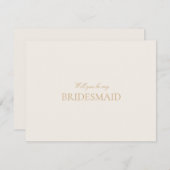 スクリプト金ゴールドとアイボリーブライドメイド提案カード セーブザデート (正面/裏面)