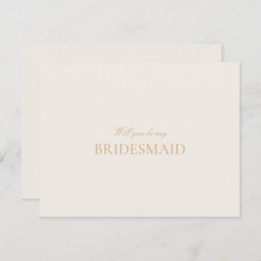 スクリプト金ゴールドとアイボリーブライドメイド提案カード セーブザデート (正面/裏面)