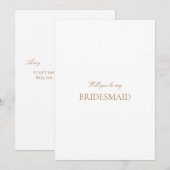 スクリプト金ゴールドと白のブライドメイド提案カード セーブザデート (正面/裏面)