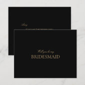 スクリプト金ゴールドと黒のブライドメイド提案カード セーブザデート (正面/裏面)