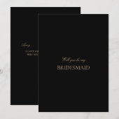 スクリプト金ゴールドと黒のブライドメイド提案カード セーブザデート (正面/裏面)