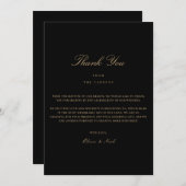 スクリプト金ゴールドと黒サンキューカード サンキューカード (正面/裏面)