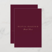 スクリプト金ゴールドとBurgundyブライダルシャワーの招待 招待状 (正面/裏面)