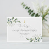 スクリプト金ゴールドクロスユーカリ悔やみや弔慰葬儀 サンキューカード (スタンド正面)