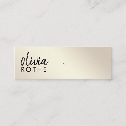 スクリプト金ゴールドグラデーションスタッドイヤリング スキニー名刺 (正面)