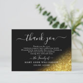 スクリプト金ゴールドグリッター葬儀サンキューカード サンキューカード (スタンド正面)