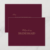 スクリプト金ゴールドバーガンディBridesmaid提案カード セーブザデート (正面/裏面)