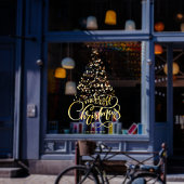 スクリプト金ゴールドメリークリスマスツリービジネスホリデー ウィンドウサイン