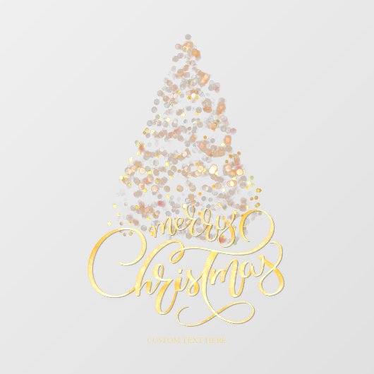 スクリプト金ゴールドメリークリスマスツリービジネスホリデー ウィンドウサイン (シート)