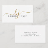 スクリプト金ゴールドモノグラムイニシャル名通話カード 名刺 (正面/裏面)