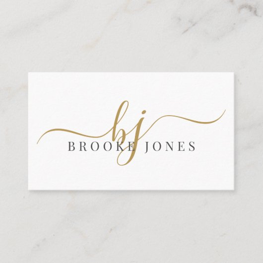 スクリプト金ゴールドモノグラムイニシャル名通話カード 名刺 (正面)