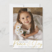 スクリプト金ゴールドPEACE AND JOY Photo 2022カレンダー シーズンカード (正面)