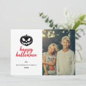 スクリプト風ジャック・オ・ランタン・ハロウィン 1 写真入り シーズンカード (スタンド正面)