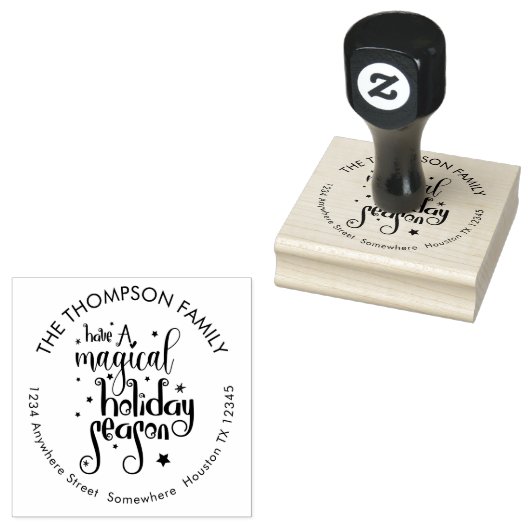 スクリプト魔法の休日シーズンの戻り名住所 ラバースタンプ (押印)