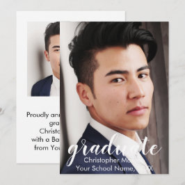 スクリプト2枚の写真を使った卒業のお知らせ 招待状