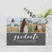 スクリプト3フォトコラージュ卒業パーティー招待状 招待状 (スタンド正面)