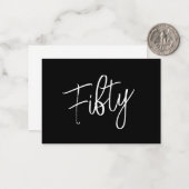 スクリプト50番目の誕生日ブラック ノートカード (正面/裏面インサイチュ)