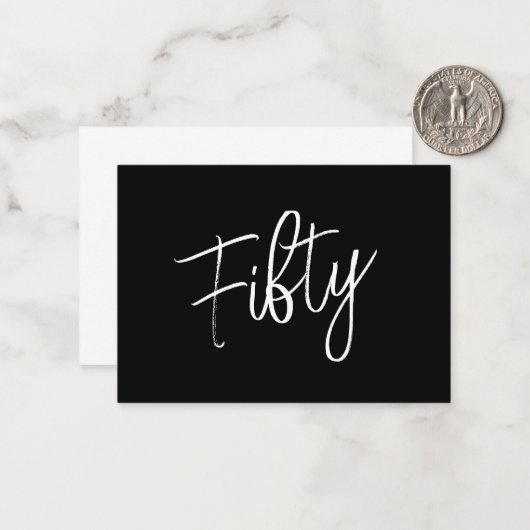 スクリプト50番目の誕生日ブラック ノートカード (正面/裏面インサイチュ)