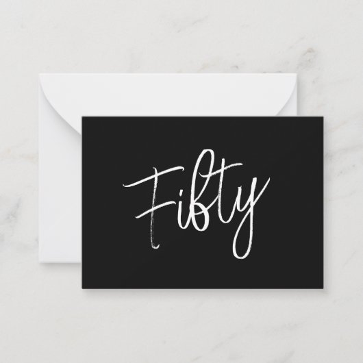 スクリプト50番目の誕生日ブラック ノートカード (正面)