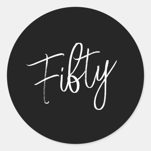 スクリプト50番目の誕生日ブラック ラウンドシール (正面)