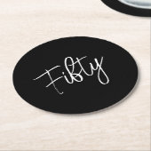 スクリプト50番目の誕生日ブラック ラウンドペーパーコースター (アングル)