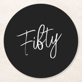 スクリプト50番目の誕生日ブラック ラウンドペーパーコースター