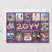 スクリプト なんて1年! 12枚のフォトコラージュ パープル&ゴールド シーズンカード (正面)