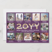 スクリプト なんて1年！ 12枚のフォトコラージュ パープル＆ゴールド シーズンカード (正面)