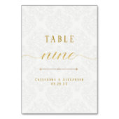 スクリプト エレガント ホワイトレース ゴールド ウェディング ナイン 9 テーブルナンバー (裏面)