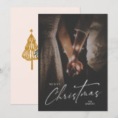 スクリプト エレガント モダン スタイリッシュ フォト ブラックアンドホワイト シーズンカード (正面/裏面)