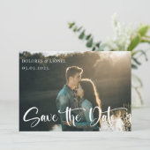 スクリプト カップル フォト セーブ・ザ・デート 招待状 (スタンド正面)