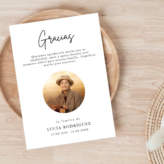 スクリプト グラシアス スペイン語葬儀 フォト サンクス カード