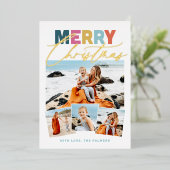 スクリプト コラージュ メリー クリスマス ホリデー カード (foil) (立ち正面)