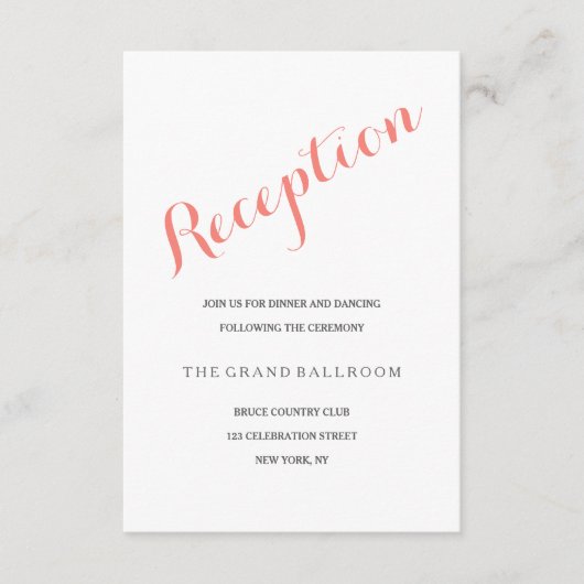 スクリプト コーラル ピンク | 披露宴 付属カード エンクロージャーカード (正面)