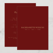 スクリプト ゴールド & ディープ レッド バチェロレッテ ウィークエンド カード (正面/裏面)