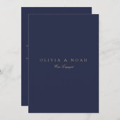 スクリプト ゴールド & ネイビー 結婚発表カード 案内状 (正面/裏面)