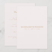 スクリプト ゴールド & ブッシュ ピンクのバチュロレッテ ウィークエンド カード (正面/裏面)