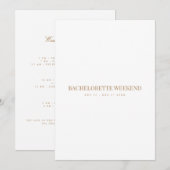 スクリプト ゴールド & ホワイト バチェロレッテ ウィークエンド カード (正面/裏面)
