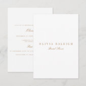 スクリプト ゴールド & ホワイト ブライダル シャワー 招待状 (正面/裏面)