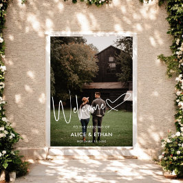 スクリプト シグネチャー ハート ウェルカム ウェディング フォト ポスター