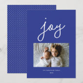 スクリプト ジョイ モダン ブルー パーソナライズド フォト シーズンカード (正面/裏面)