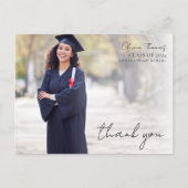 スクリプト タイポグラフィー 卒業写真 ありがとう ポストカード (正面)