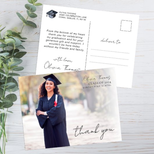 スクリプト タイポグラフィー 卒業写真 感謝 ポストカード
